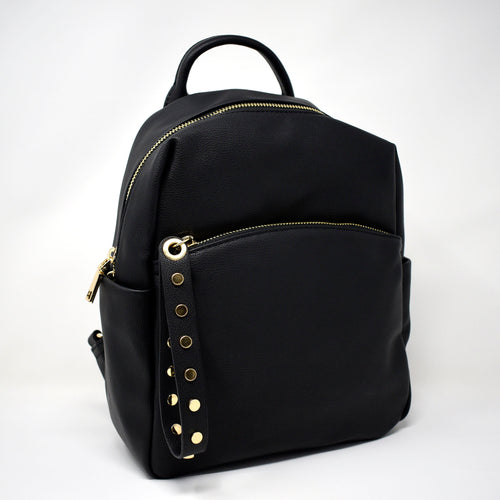 Women's Gold Zipper Black Backpack