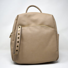 Women's Gold Zipper Taupe Backpack