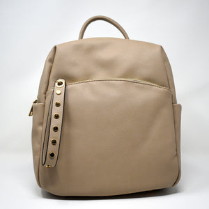 Women's Gold Zipper Taupe Backpack