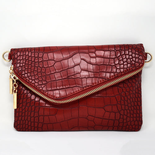 Women's Red Envelope Crocodile Pattern Clutch Wristlet