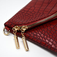 Women's Red Envelope Crocodile Pattern Clutch Wristlet