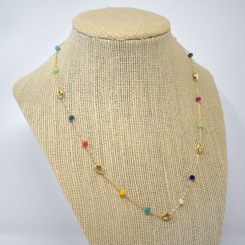 Multi Color Bead Charm Necklace