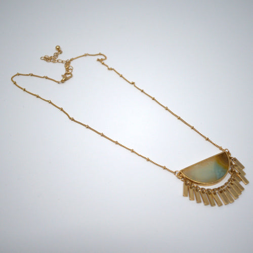 Semicircle Stone Pendant Necklace