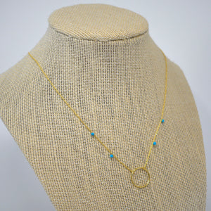 Open Circle Beaded Turquoise Choker Necklace