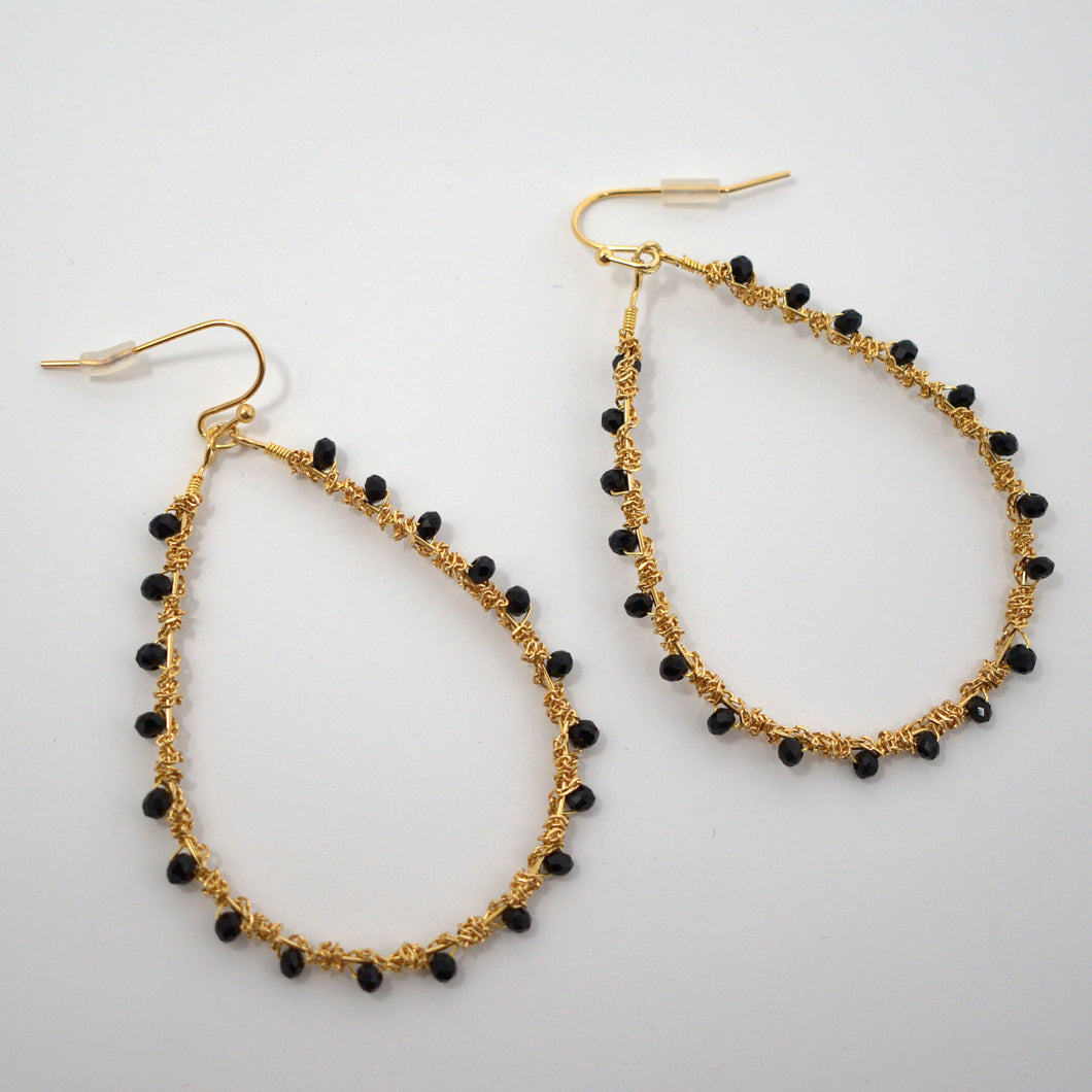 Beaded Hoop Tear Drop Hook Earrings