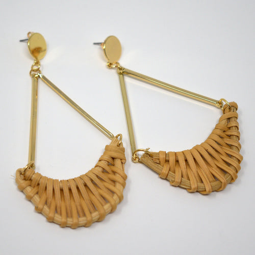 Straw Weave Dangle Drop Earrings