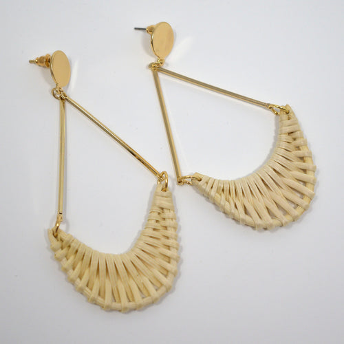 Straw Weave Dangle Drop Earrings