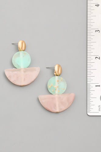 Semi Circle Resin Dangle Drop Earrings