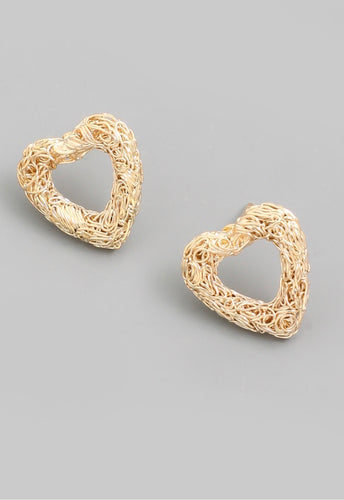 Textured Heart Stud Earrings