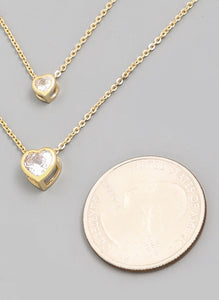 Dainty Layered Heart Stud Necklace