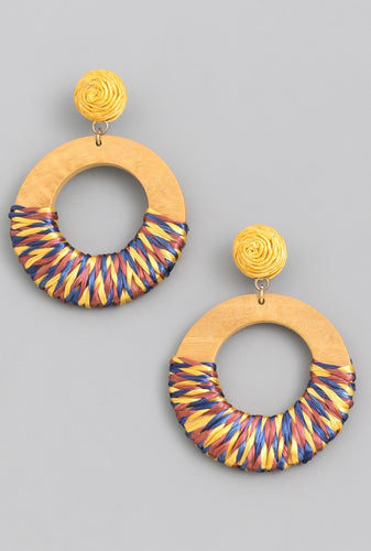 Sueños Wooden Circle Drop Earrings