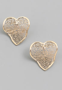 Warped Heart Stud Earrings