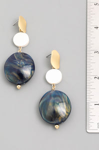 Blue Oval Stone Dangle Drop Earrings