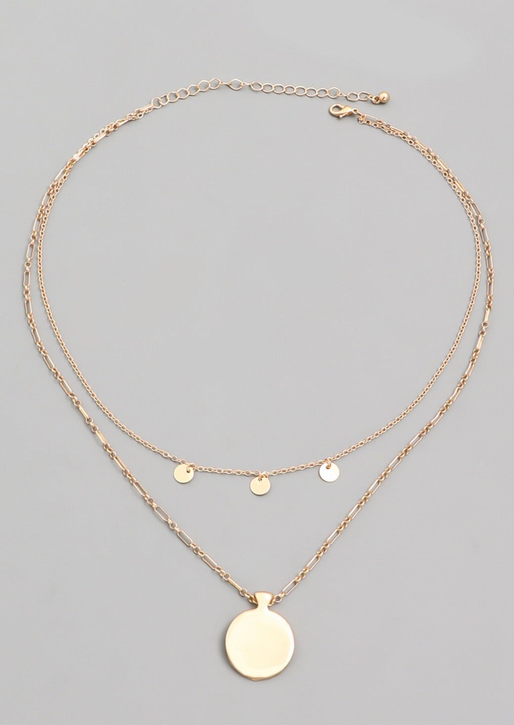 Layered Dainty Coin Pendant Necklace