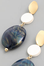 Blue Oval Stone Dangle Drop Earrings