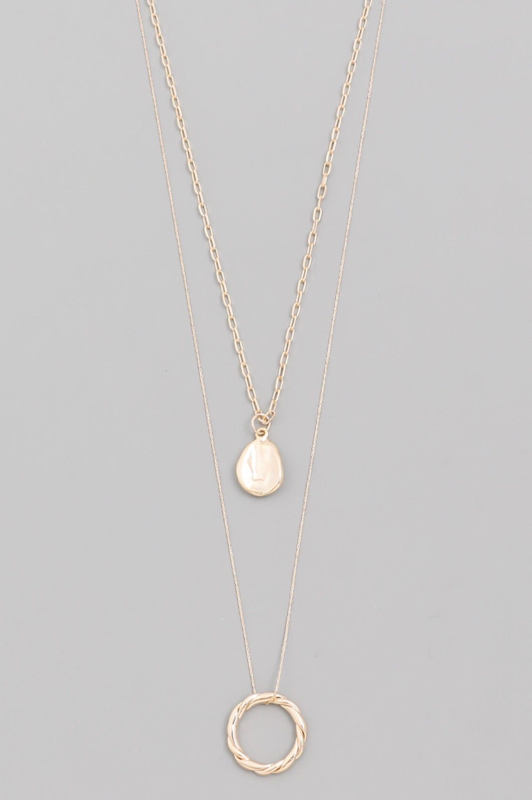 Dainty Layered Circle Charm Necklace