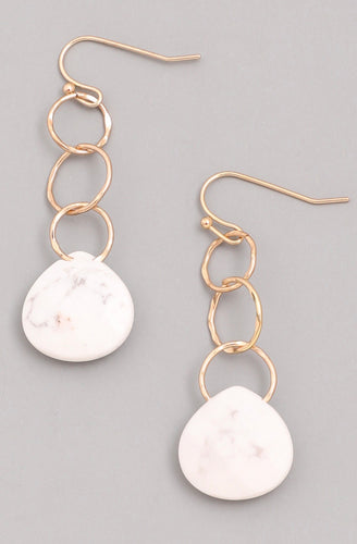 Marble Stone Teardrop Dangle Drop Earrings